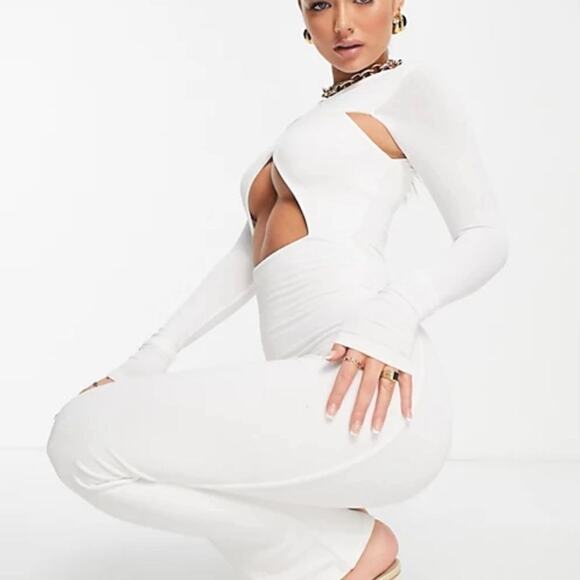 naked wardrobe Pants - NAKED WALDRODE CROSSOVER RIBBED CUTOUT DETAIL JUMPSUIT‎ NWT SIZE L